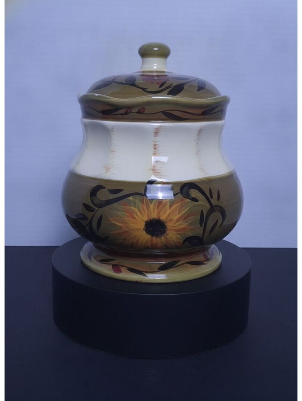 Certified International Margaret LeVan Sunflower Ceramic Kitchen Canister Jar 8"